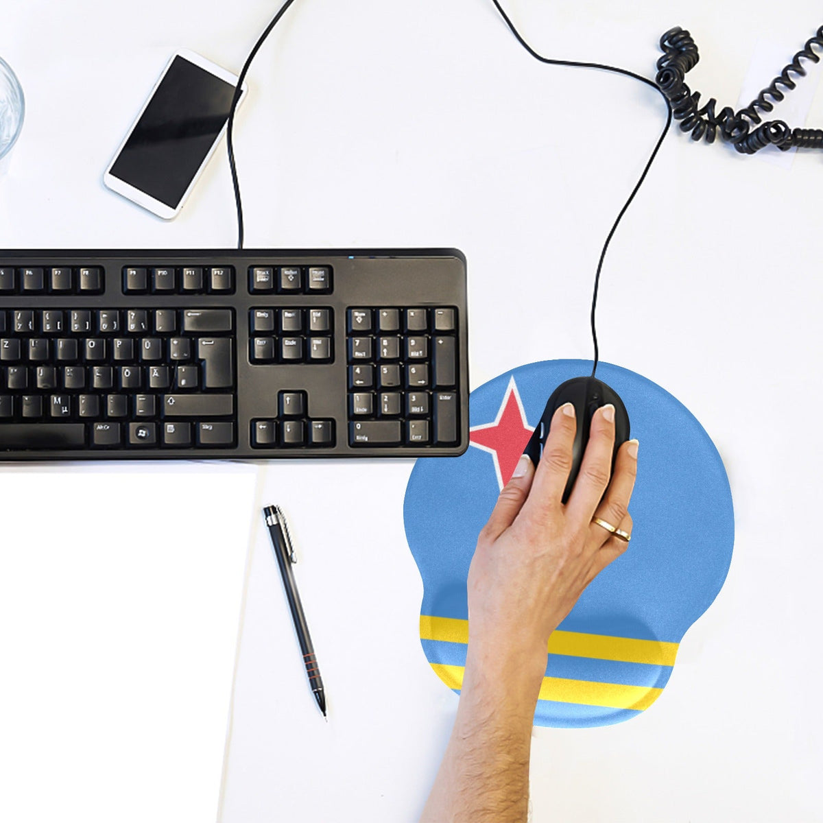 Aruba Flag Mouse Pad with Wrist Rest Support - Conscious Apparel Store