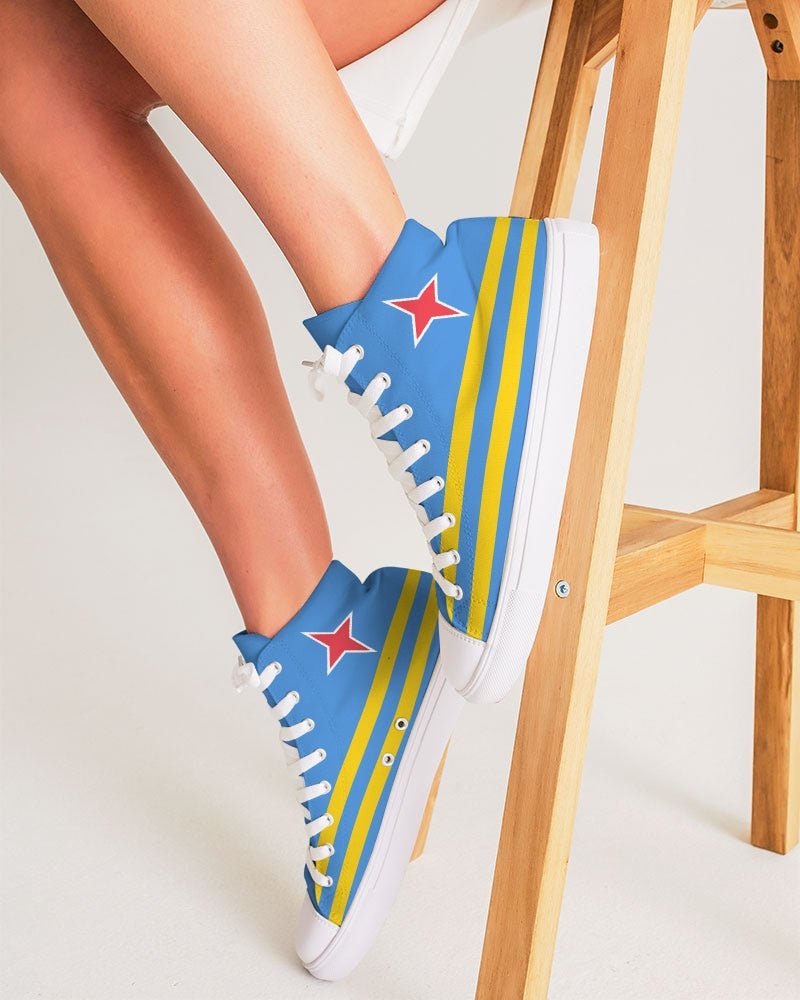 Aruba Flag Women's Hightop Canvas Shoe - Conscious Apparel Store