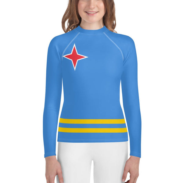 Aruba Flag Youth Rash Guard - Conscious Apparel Store