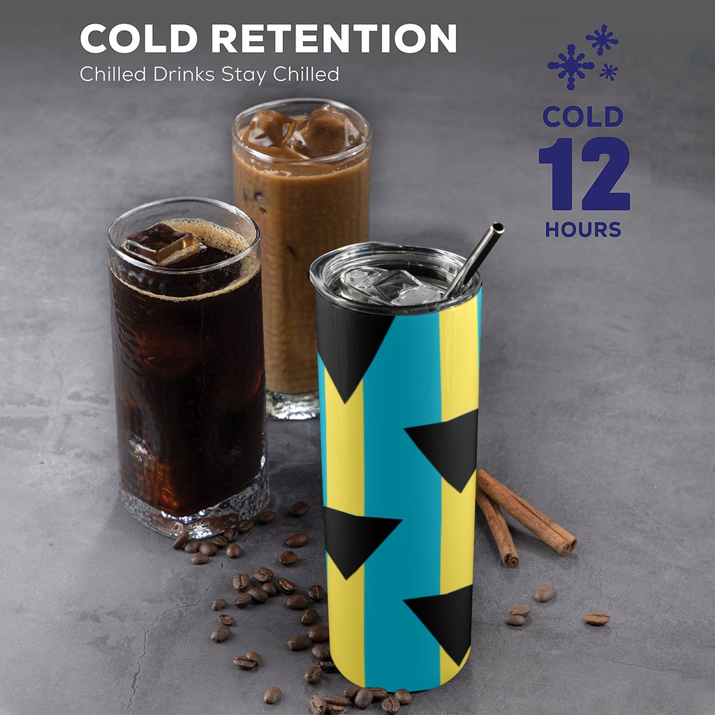Bahamas Flag 20oz Tall Skinny Tumbler with Lid and Straw - Conscious Apparel Store