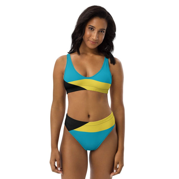 Bahamas Flag High-Waisted Bikini Customizable Set - Conscious Apparel Store