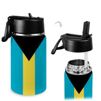 Bahamas Flag Kids Water Bottle with Straw Lid (12 oz) - Conscious Apparel Store