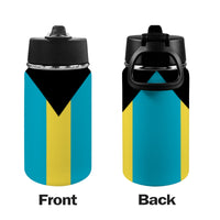 Bahamas Flag Kids Water Bottle with Straw Lid (12 oz) - Conscious Apparel Store