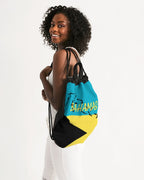 Bahamas Flag Map Canvas Drawstring Bag - Conscious Apparel Store