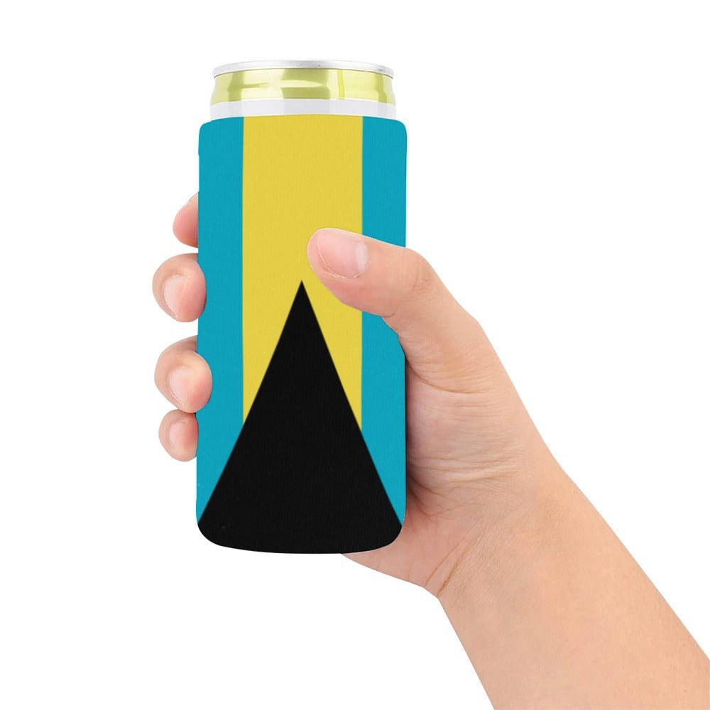 Bahamas Flag Neoprene Can Cooler 5" x 2.3" dia. - Conscious Apparel Store