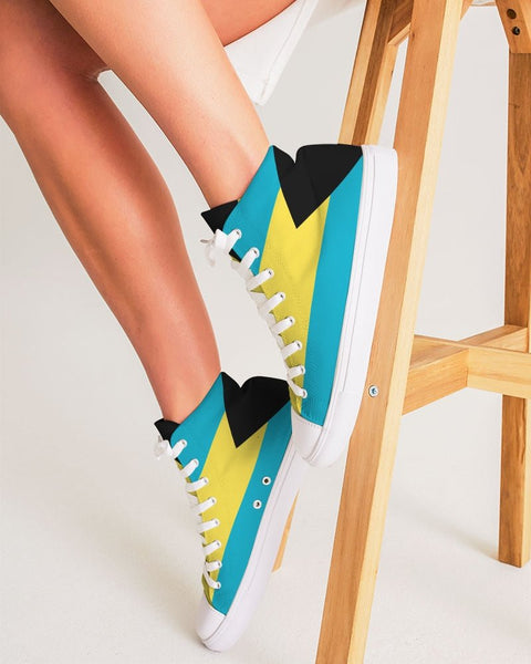 Bahamas Flag Women's Hightop Canvas Sneakers - Conscious Apparel Store