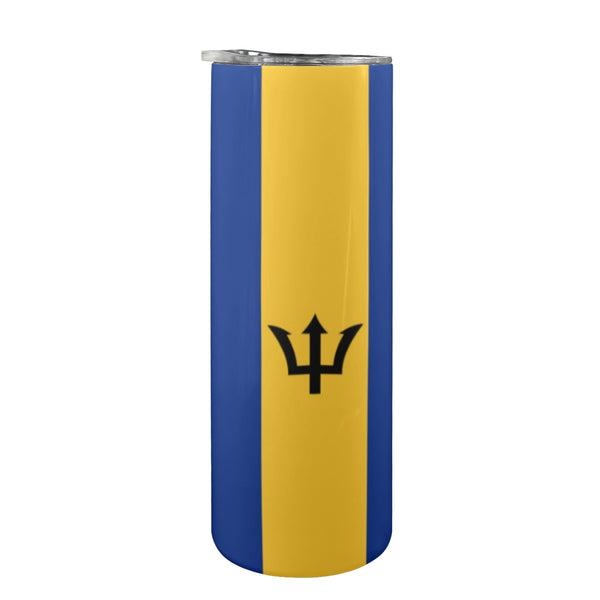 Barbados Flag 20oz Tall Skinny Tumbler with Lid and Straw - Conscious Apparel Store