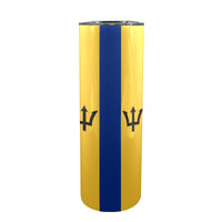 Barbados Flag 20oz Tall Skinny Tumbler with Lid and Straw - Conscious Apparel Store