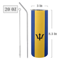 Barbados Flag 20oz Tall Skinny Tumbler with Lid and Straw - Conscious Apparel Store