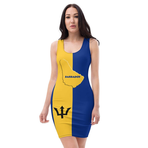 Barbados Flag Bodycon Dress - Conscious Apparel Store