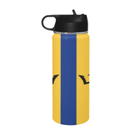 Barbados Flag Insulated Water Bottle with Straw Lid (18 oz) - Conscious Apparel Store