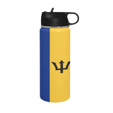 Barbados Flag Insulated Water Bottle with Straw Lid (18 oz) - Conscious Apparel Store