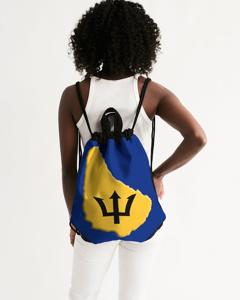Barbados Flag Map Canvas Drawstring Bag - Conscious Apparel Store