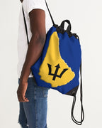 Barbados Flag Map Canvas Drawstring Bag - Conscious Apparel Store