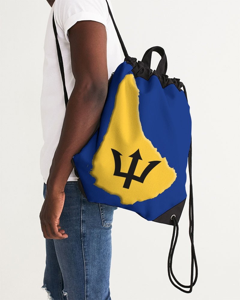 Barbados Flag Map Canvas Drawstring Bag - Conscious Apparel Store