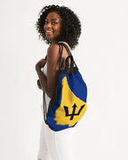 Barbados Flag Map Canvas Drawstring Bag - Conscious Apparel Store