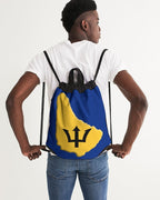 Barbados Flag Map Canvas Drawstring Bag - Conscious Apparel Store