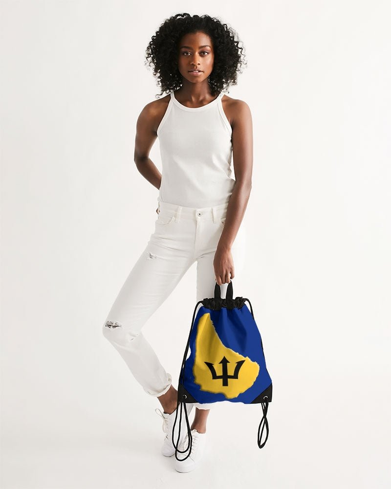 Barbados Flag Map Canvas Drawstring Bag - Conscious Apparel Store