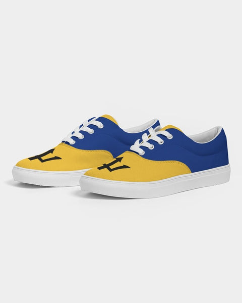 Barbados Flag Map Men's Lace Up Canvas Shoe - Conscious Apparel Store