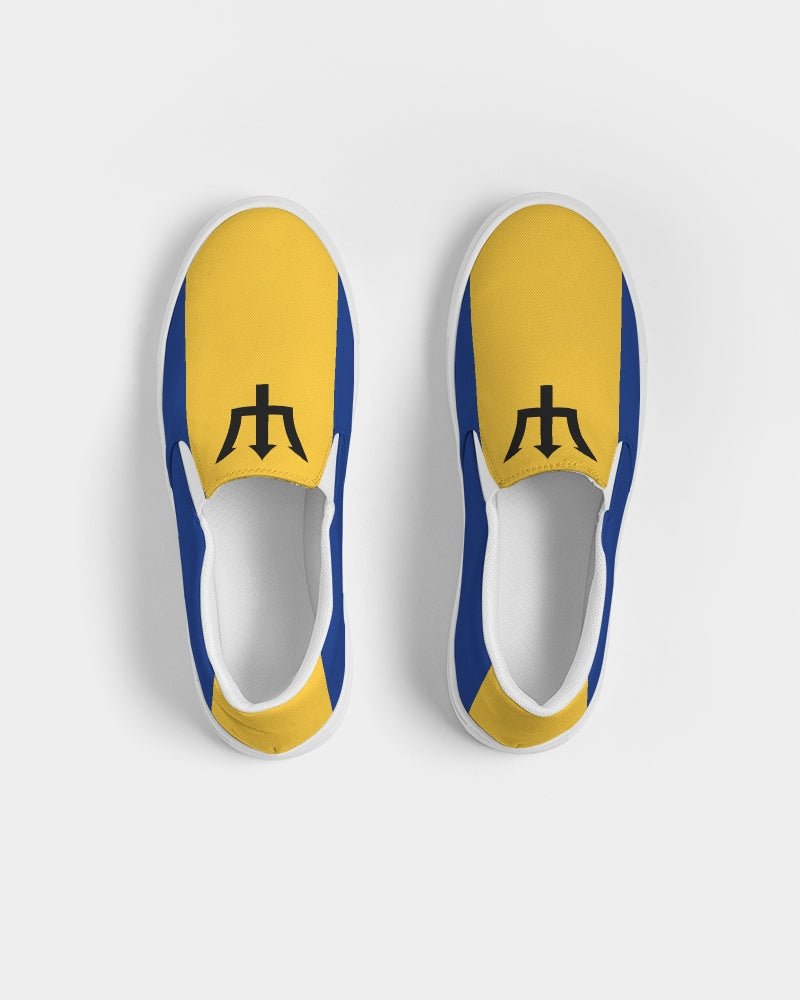 Barbados Flag Map Men's Slip-On Canvas Shoe - Conscious Apparel Store