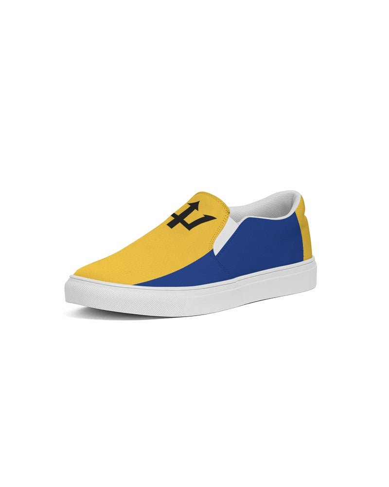 Barbados Flag Map Men's Slip-On Canvas Shoe - Conscious Apparel Store