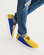 Barbados Flag Map Men's Slip-On Canvas Shoe - Conscious Apparel Store