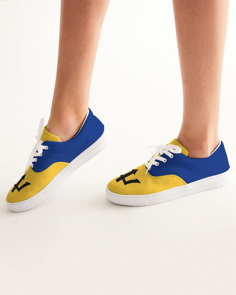 Barbados Flag Map Women's Lace Up Canvas Shoe - Conscious Apparel Store
