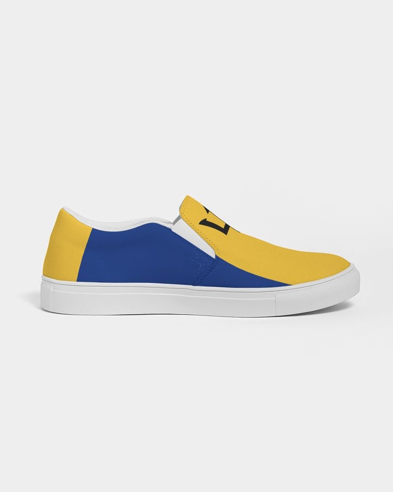 Barbados Flag Map Women's Slip-On Canvas Shoe - Conscious Apparel Store