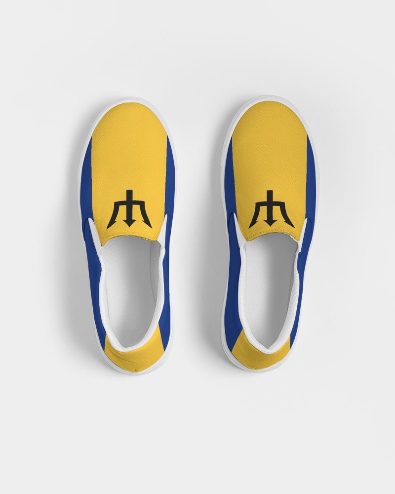 Barbados Flag Map Women's Slip-On Canvas Shoe - Conscious Apparel Store