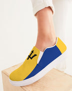 Barbados Flag Map Women's Slip-On Canvas Shoe - Conscious Apparel Store