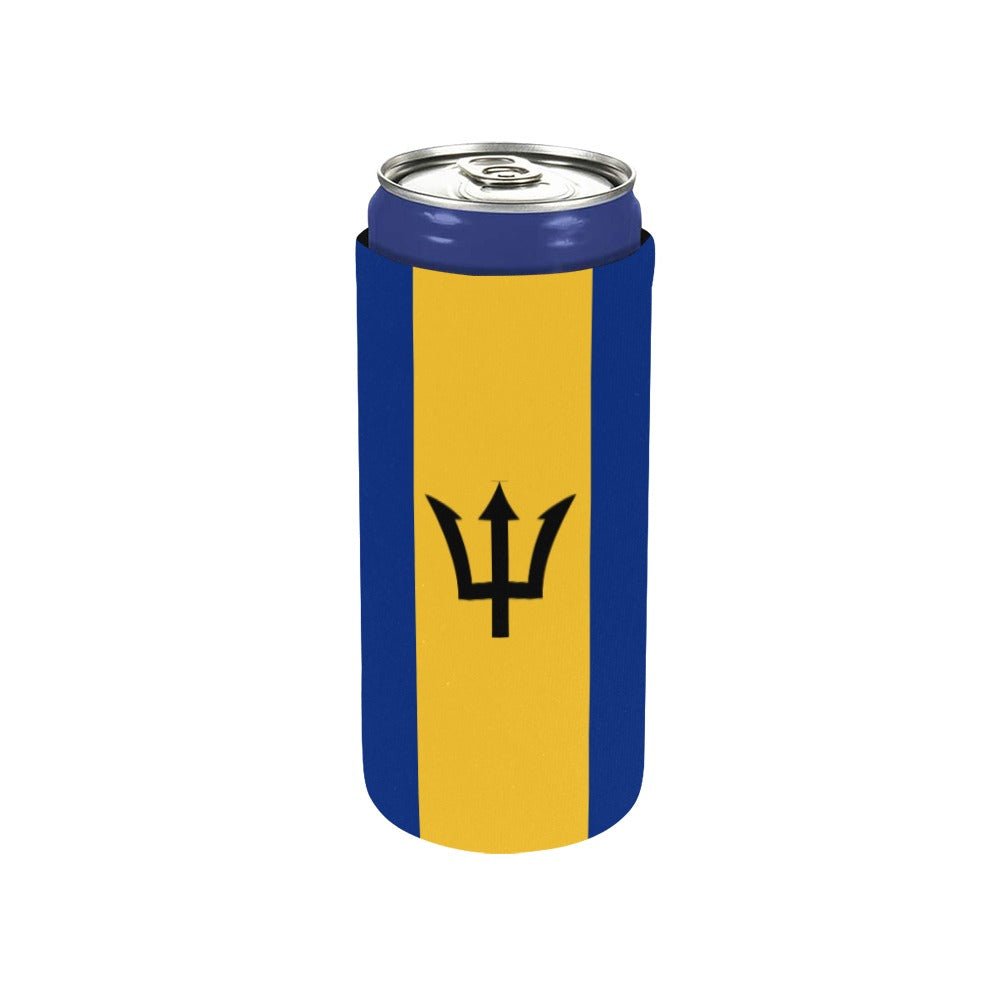 Barbados Flag Neoprene Can Cooler 5" x 2.3" dia. - Conscious Apparel Store