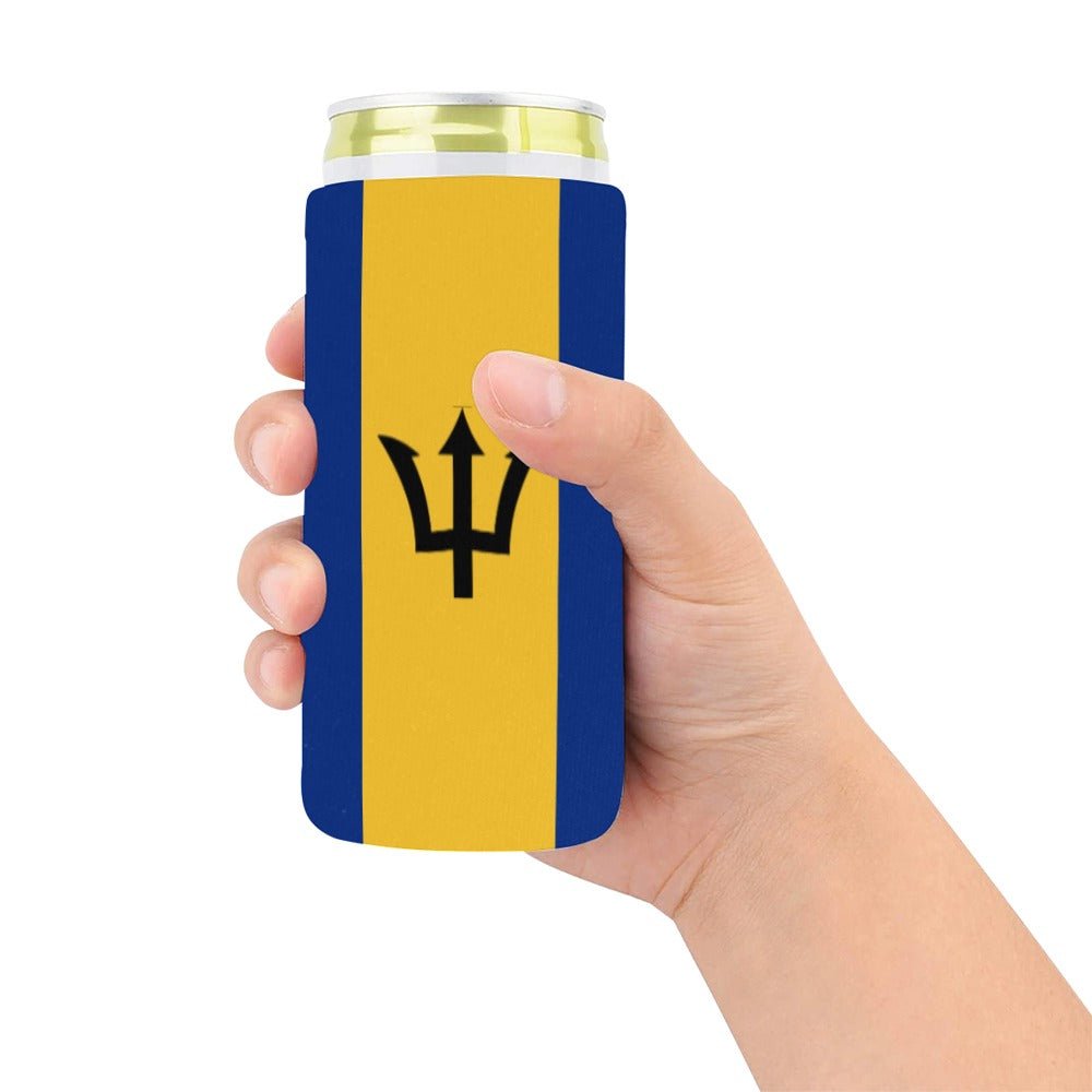 Barbados Flag Neoprene Can Cooler 5" x 2.3" dia. - Conscious Apparel Store