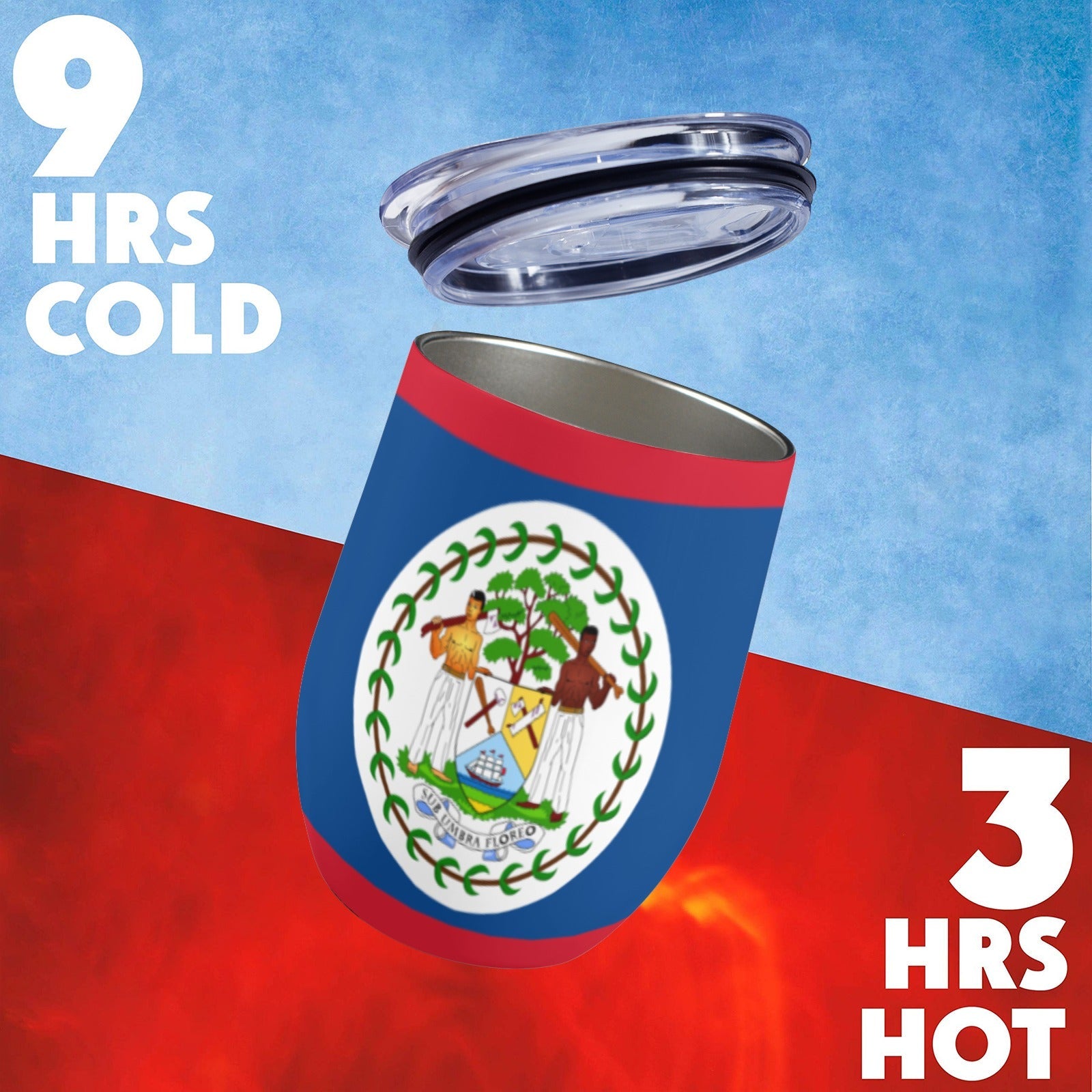 Belize Flag 12oz Wine Tumbler - Conscious Apparel Store