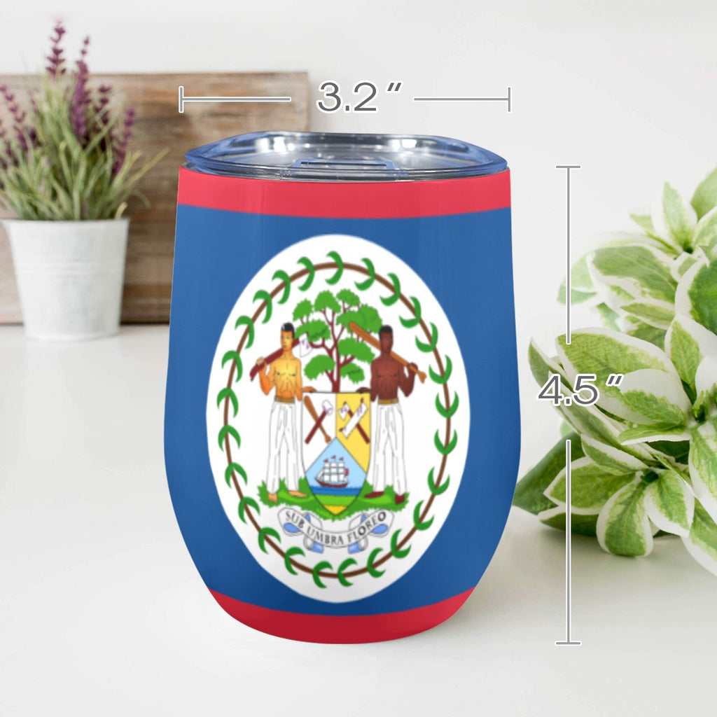 Belize Flag 12oz Wine Tumbler - Conscious Apparel Store
