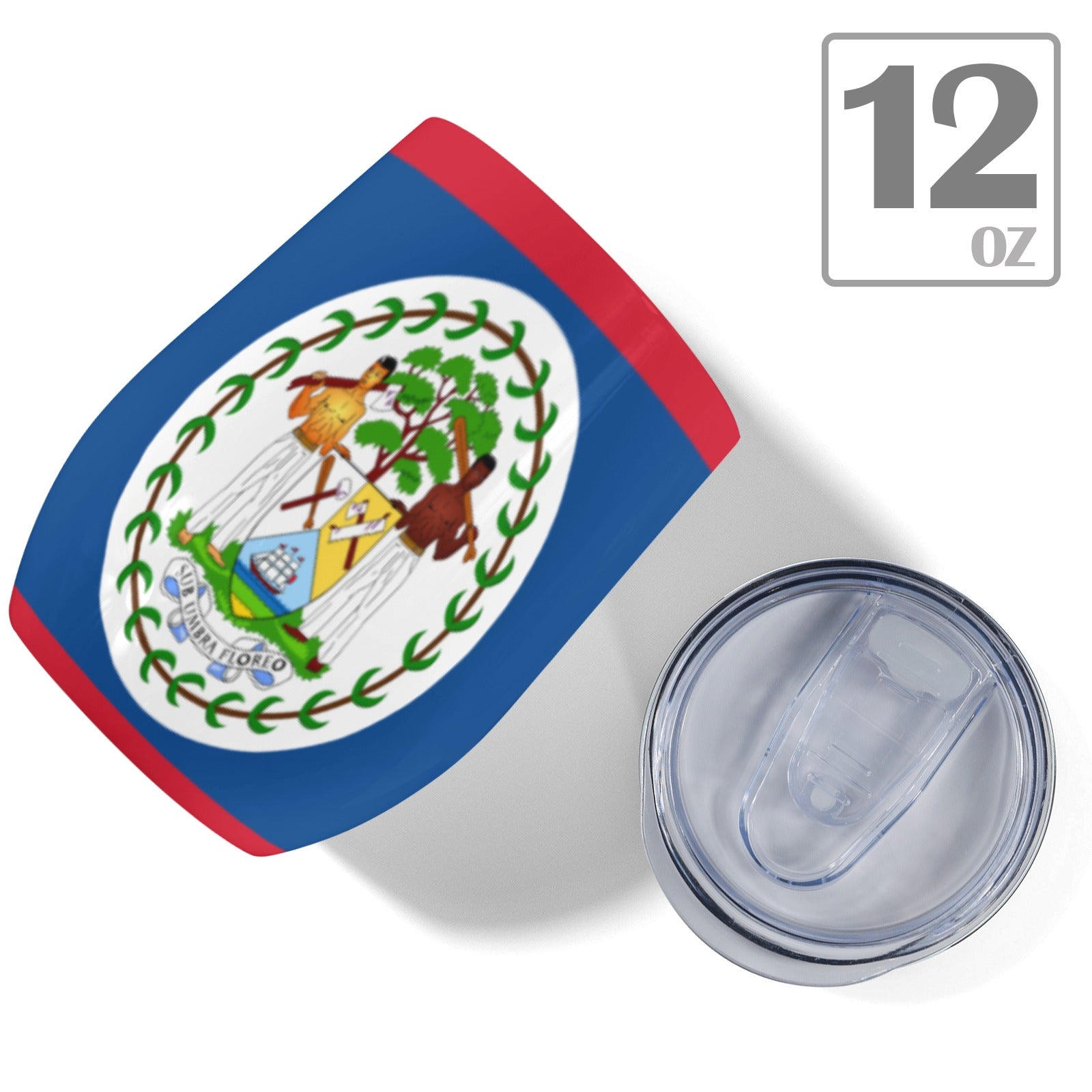 Belize Flag 12oz Wine Tumbler - Conscious Apparel Store