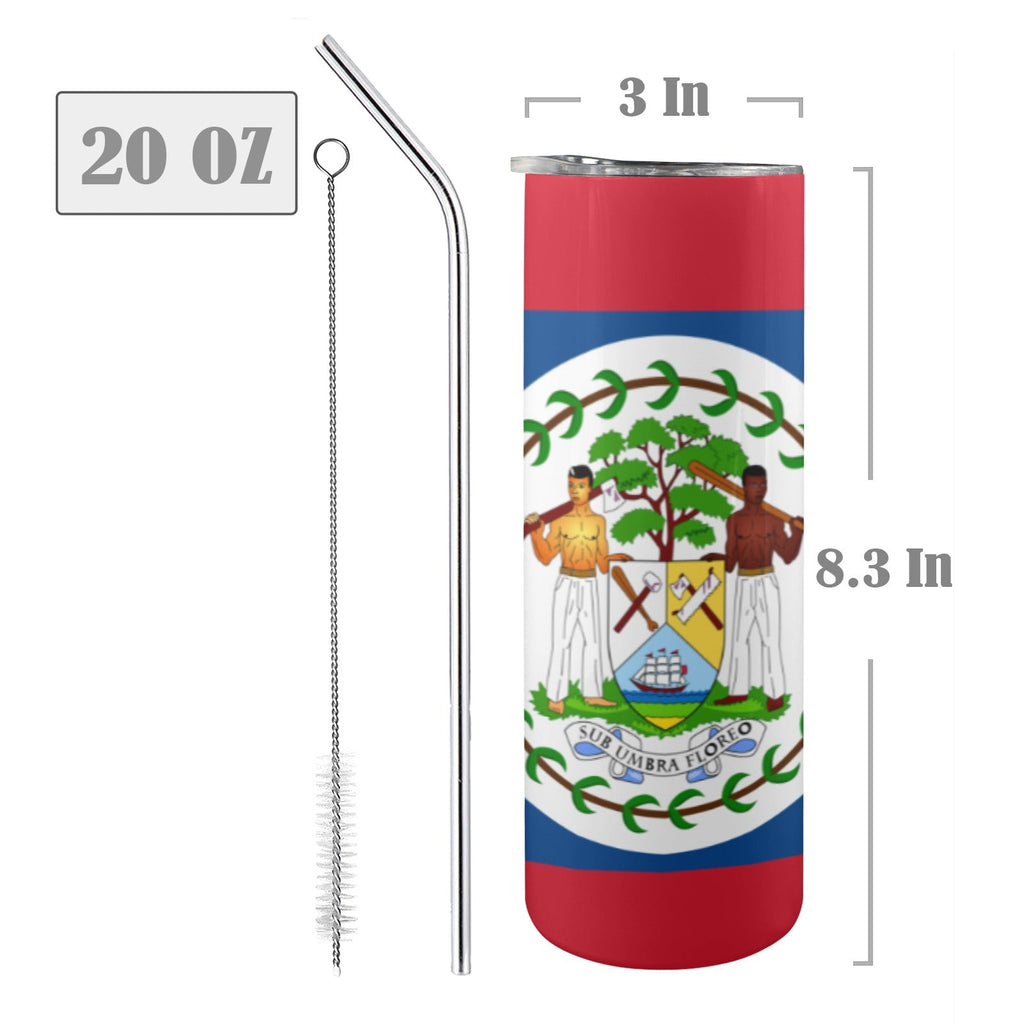 Belize Flag 20oz Tall Skinny Tumbler with Lid and Straw - Conscious Apparel Store