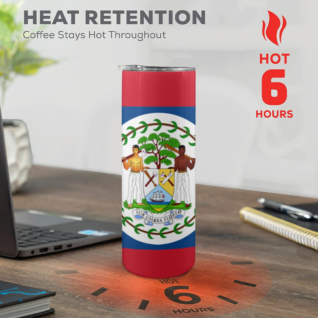 Belize Flag 20oz Tall Skinny Tumbler with Lid and Straw - Conscious Apparel Store