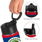 Belize Flag Kids Water Bottle with Straw Lid (12 oz) - Conscious Apparel Store