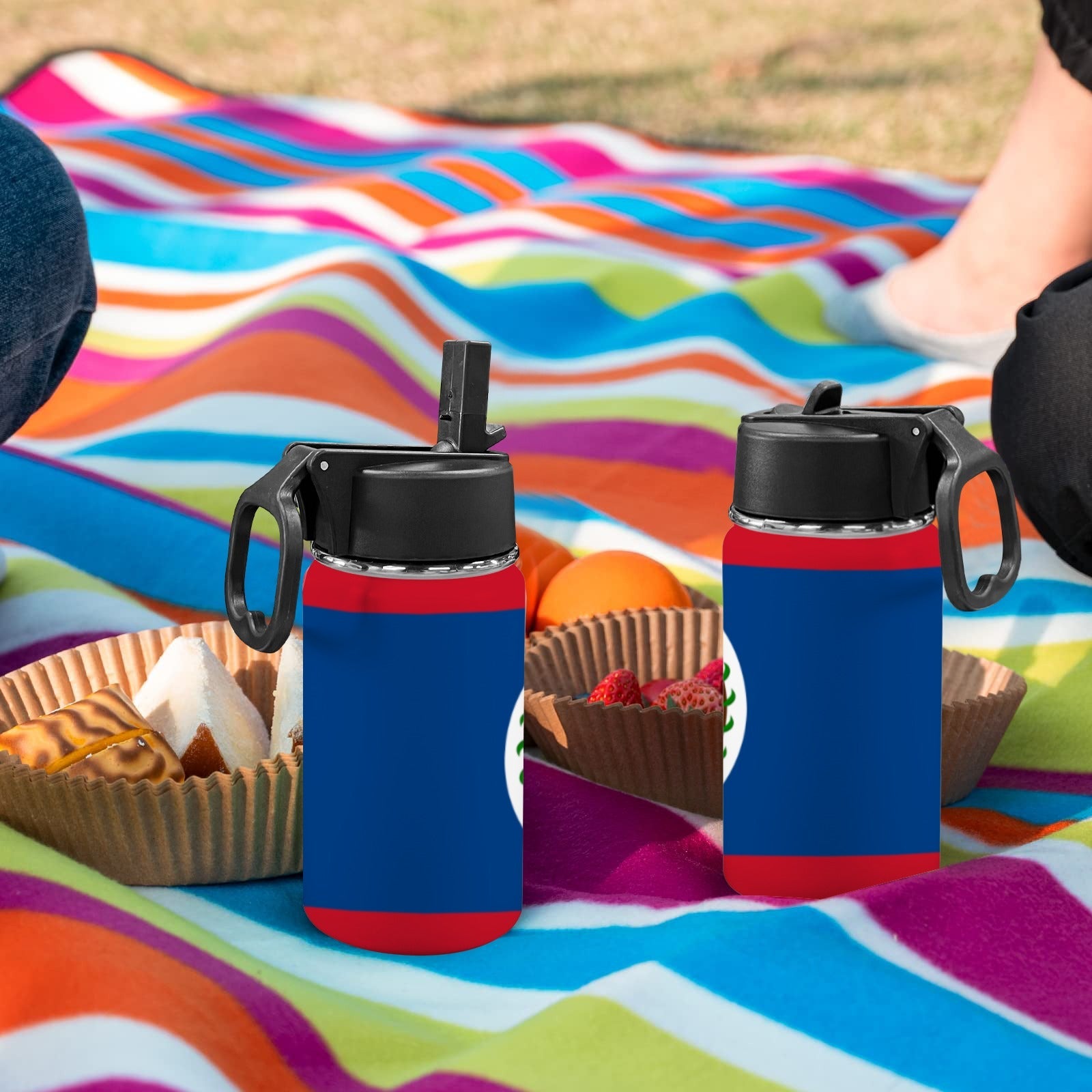 Belize Flag Kids Water Bottle with Straw Lid (12 oz) - Conscious Apparel Store