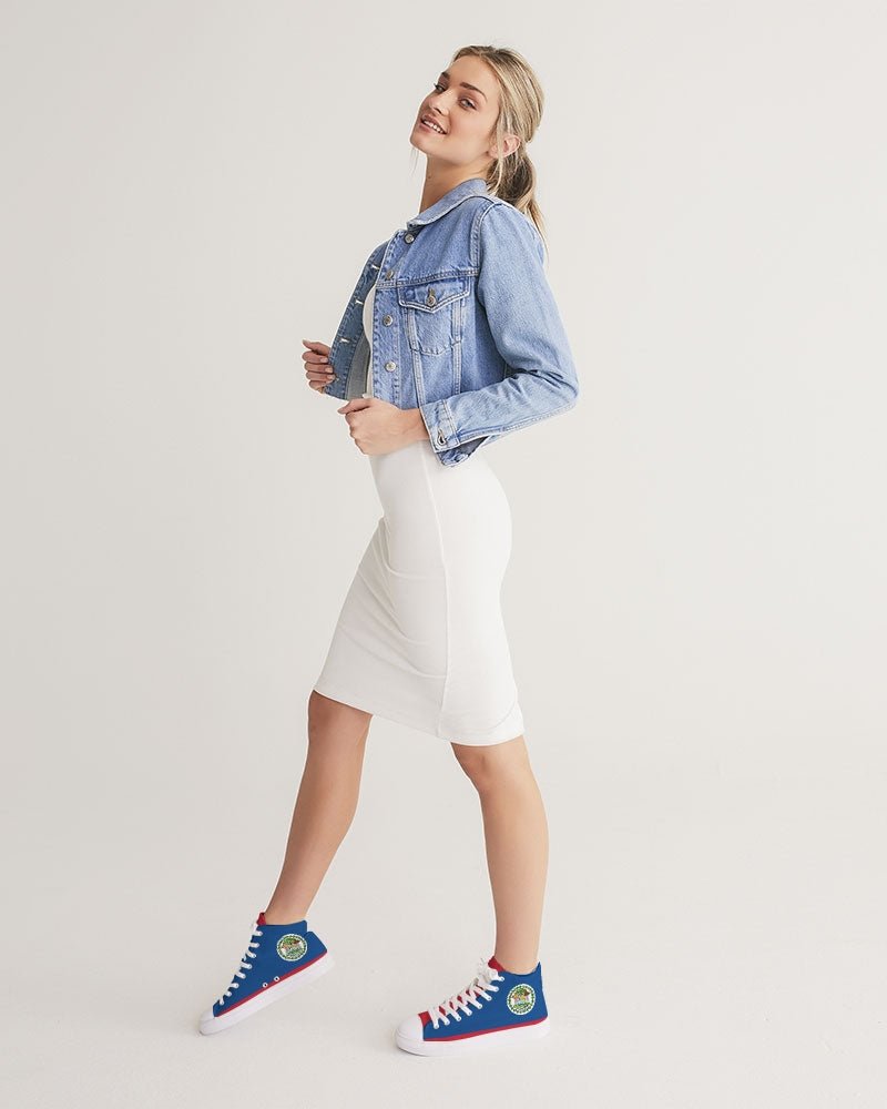 Belize Flag Women's Hightop Canvas Shoe - Conscious Apparel Store