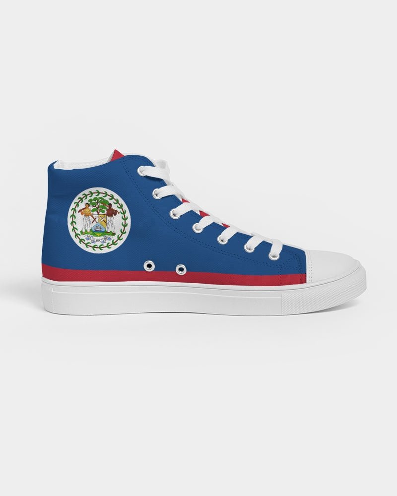 Belize Flag Women's Hightop Canvas Shoe - Conscious Apparel Store