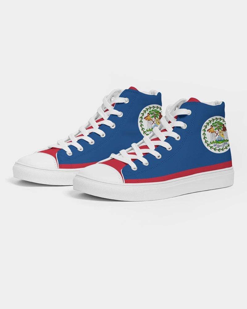 Belize Flag Women's Hightop Canvas Shoe - Conscious Apparel Store