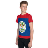 Belize Flag Youth crew neck t-shirt - Conscious Apparel Store