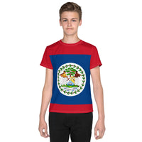 Belize Flag Youth crew neck t-shirt - Conscious Apparel Store