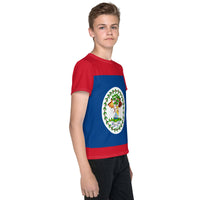 Belize Flag Youth crew neck t-shirt - Conscious Apparel Store