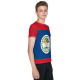 Belize Flag Youth crew neck t-shirt - Conscious Apparel Store