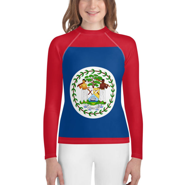 Belize Flag Youth Rash Guard - Conscious Apparel Store