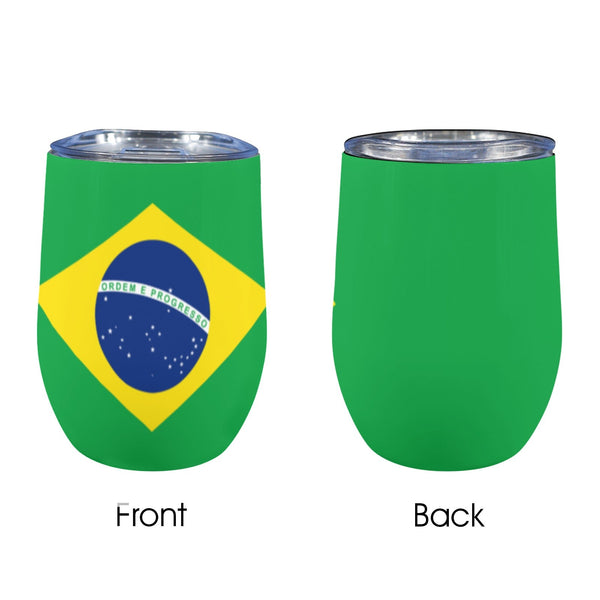 Brazil Flag 12oz Wine Tumbler - Conscious Apparel Store