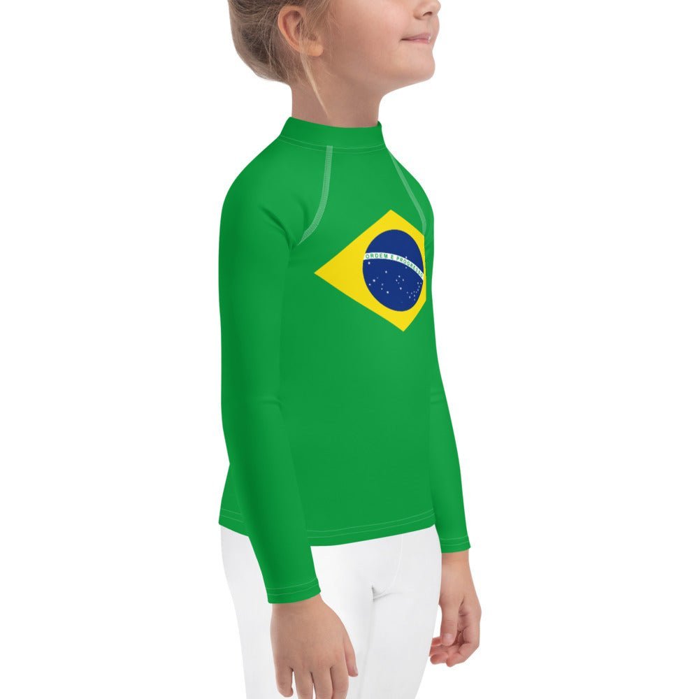 Brazil Flag Kids Rash Guard - Conscious Apparel Store