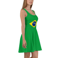 Brazil Flag Skater Dress - Conscious Apparel Store